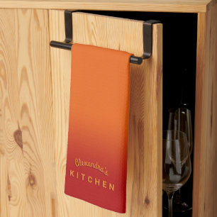 Fire Orange Ombre Kitchen Towel