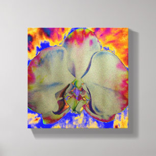 Fire Orchid, abstract tropical floral painting Canvas Print