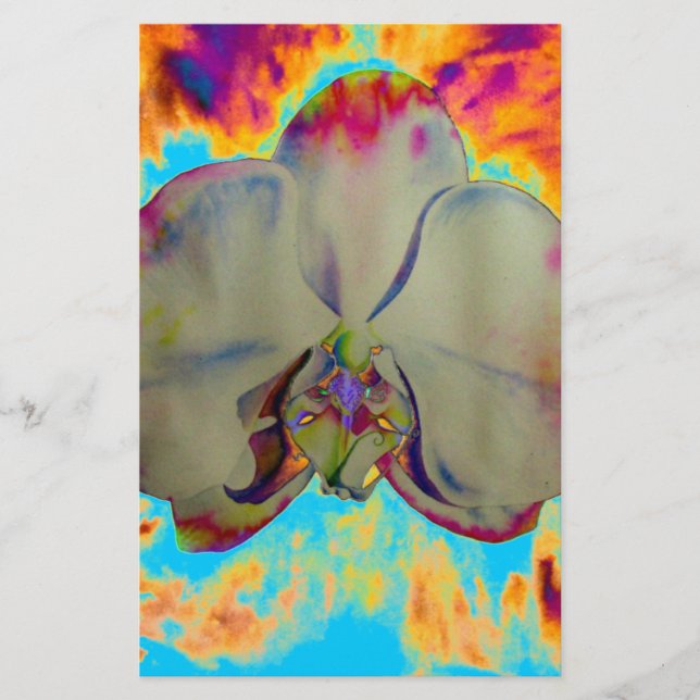 Fire Orchid, abstract tropical floral painting Stationery (Front)