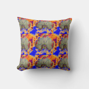 Fire Orchid, abstract tropical floral painting Throw Pillow