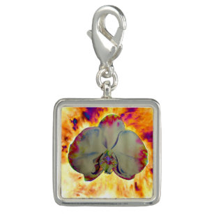 Fire Orchid, abstract vibrant watercolor floral Charm