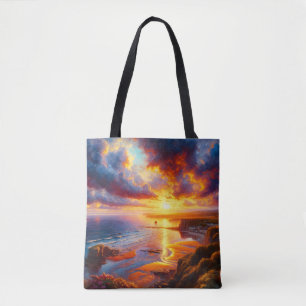 Fire Over the Coast Tote Bag