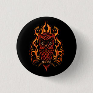 Fire Owl 1 Inch Round Button