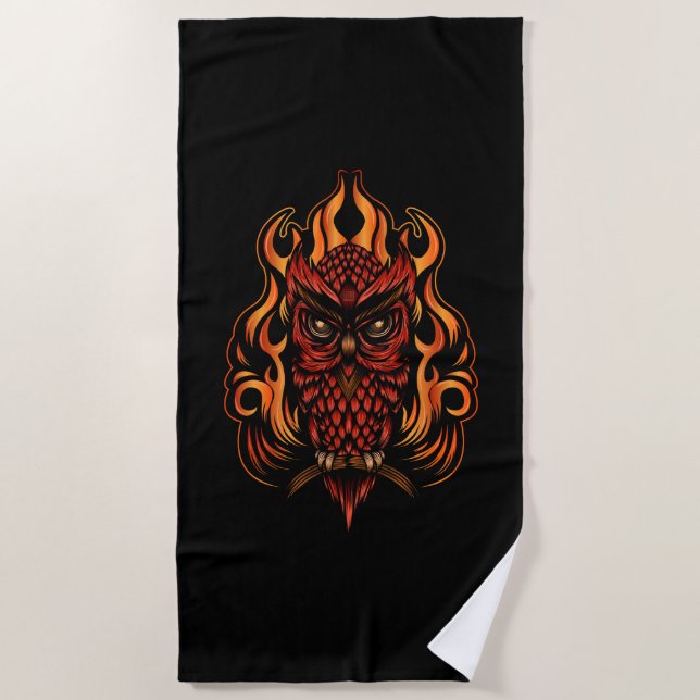 Fire Owl Beach Towel (Front)
