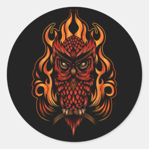 Fire Owl Classic Round Sticker
