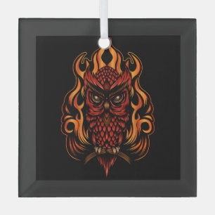 Fire Owl Glass Ornament