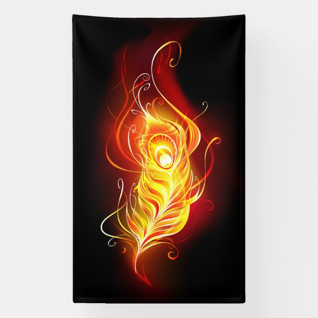 Fire Peacock Feather Banner (Vertical)