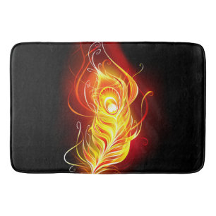 Fire Peacock Feather Bath Mat