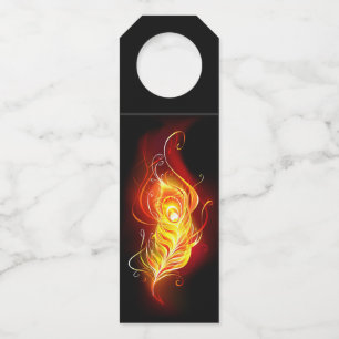 Fire Peacock Feather Bottle Tag