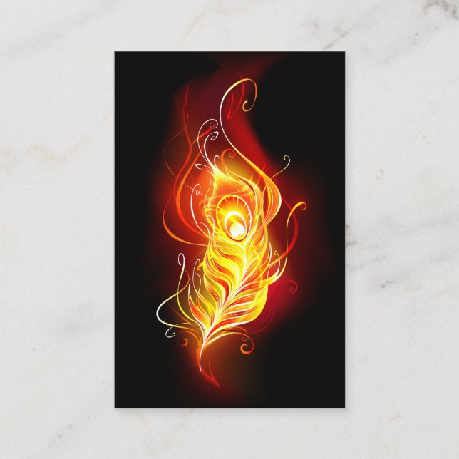 Fire Peacock Feather Business Card (Front)