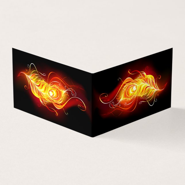 Fire Peacock Feather Business Card (Outside)