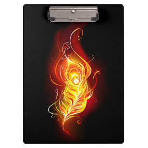 Fire Peacock Feather Clipboard