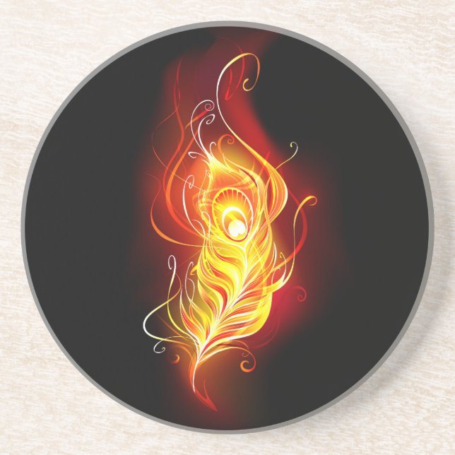 Fire Peacock Feather Coaster (Front)