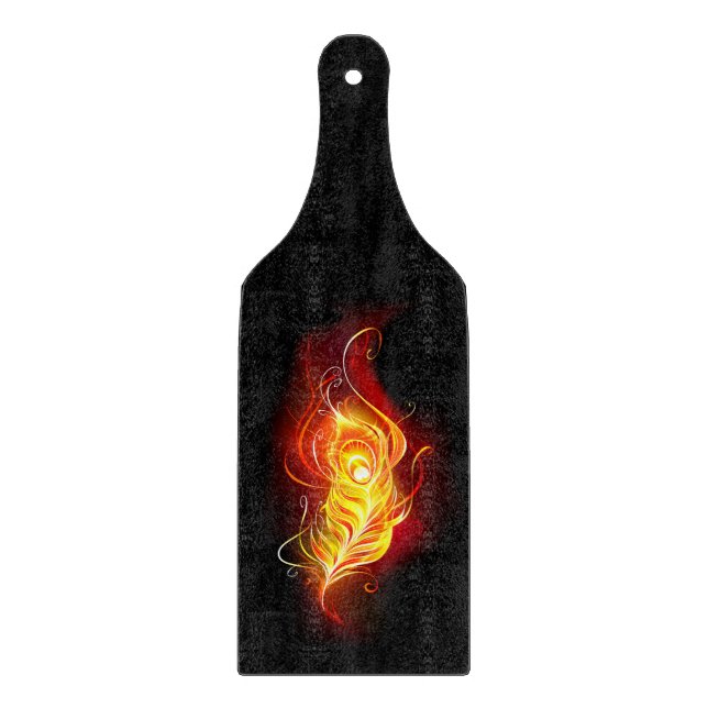 Fire Peacock Feather Cutting Board (Front)