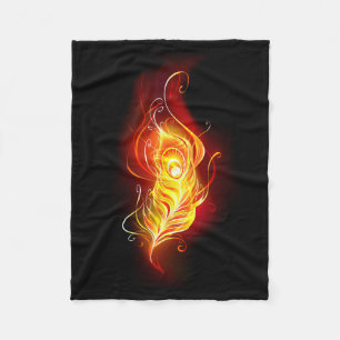 Fire Peacock Feather Fleece Blanket