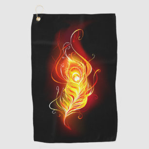 Fire Peacock Feather Golf Towel