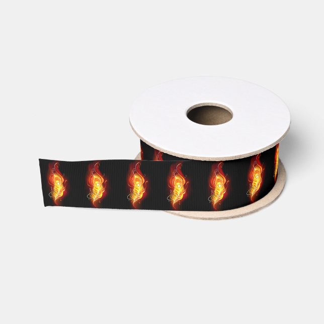 Fire Peacock Feather Grosgrain Ribbon (Spool)