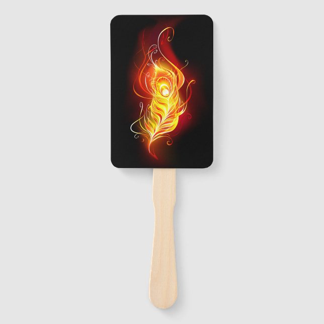 Fire Peacock Feather Hand Fan (Front)