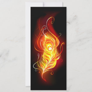 Fire Peacock Feather Holiday Card