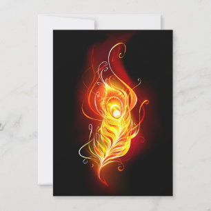 Fire Peacock Feather Holiday Card