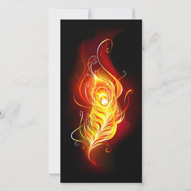 Fire Peacock Feather Holiday Card (Front)