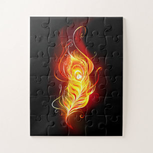 Fire Peacock Feather Jigsaw Puzzle