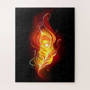 Fire Peacock Feather Jigsaw Puzzle