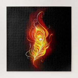 Fire Peacock Feather Jigsaw Puzzle