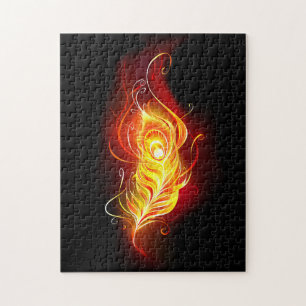 Fire Peacock Feather Jigsaw Puzzle