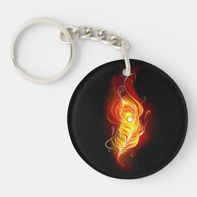 Fire Peacock Feather Keychain (Front)