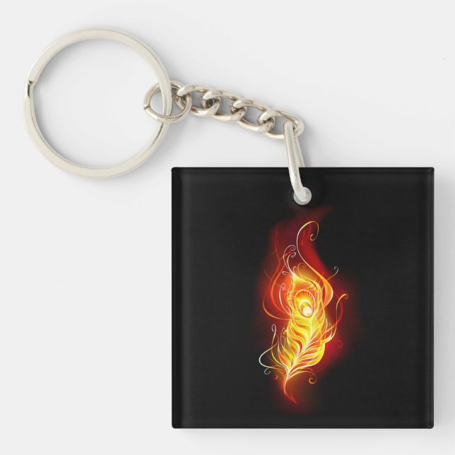 Fire Peacock Feather Keychain (Front)