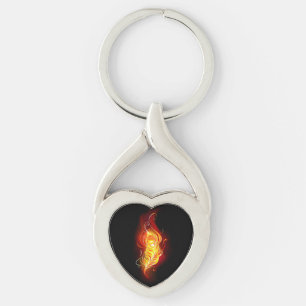 Fire Peacock Feather Keychain