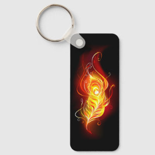 Fire Peacock Feather Keychain