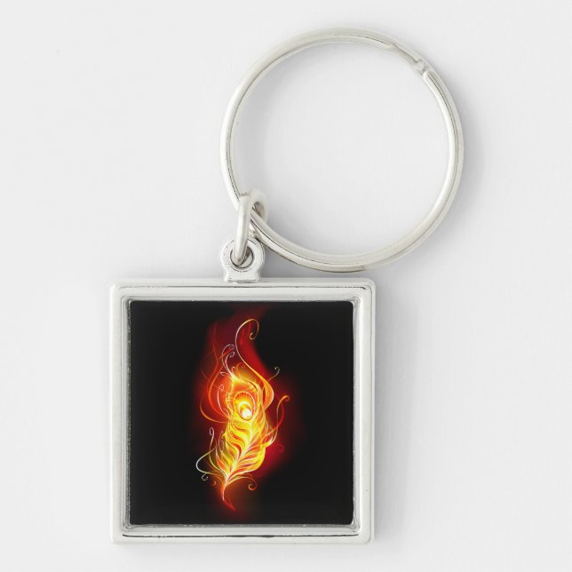Fire Peacock Feather Keychain (Front)