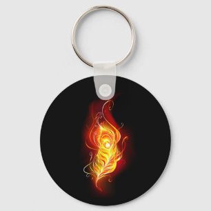 Fire Peacock Feather Keychain