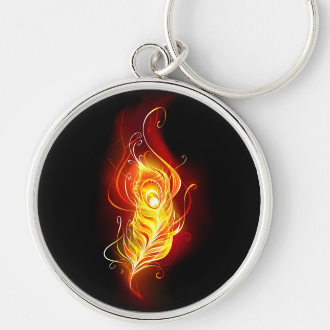 Fire Peacock Feather Keychain (Front)