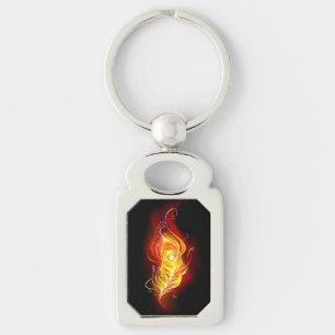 Fire Peacock Feather Keychain