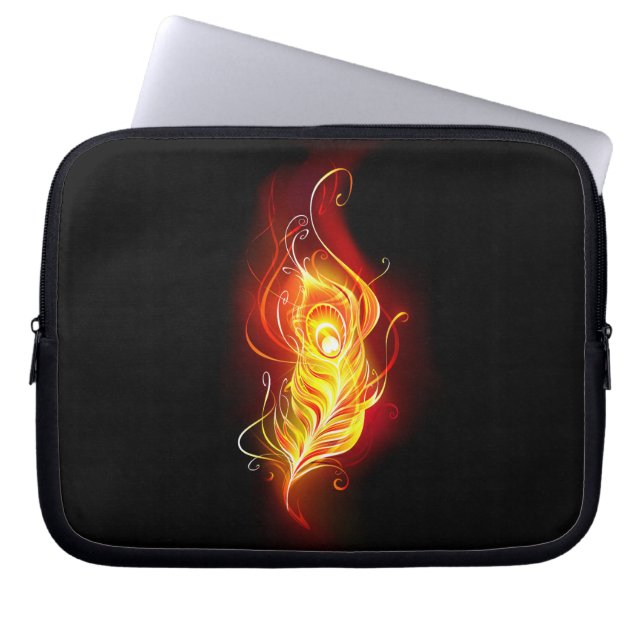 Fire Peacock Feather Laptop Sleeve (Front)