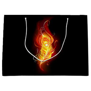 Fire Peacock Feather Large Gift Bag