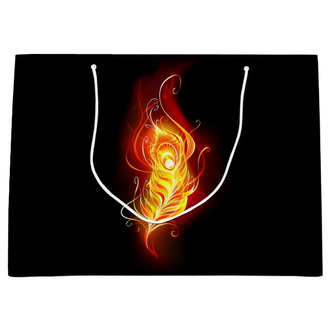 Fire Peacock Feather Large Gift Bag (Front)