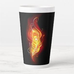 Fire Peacock Feather Latte Mug
