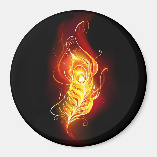 Fire Peacock Feather Magnet (Front)