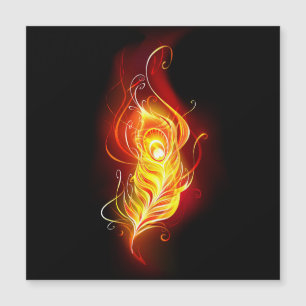 Fire Peacock Feather Magnetic Invitation