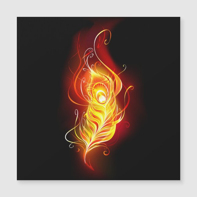 Fire Peacock Feather Magnetic Invitation (Front)