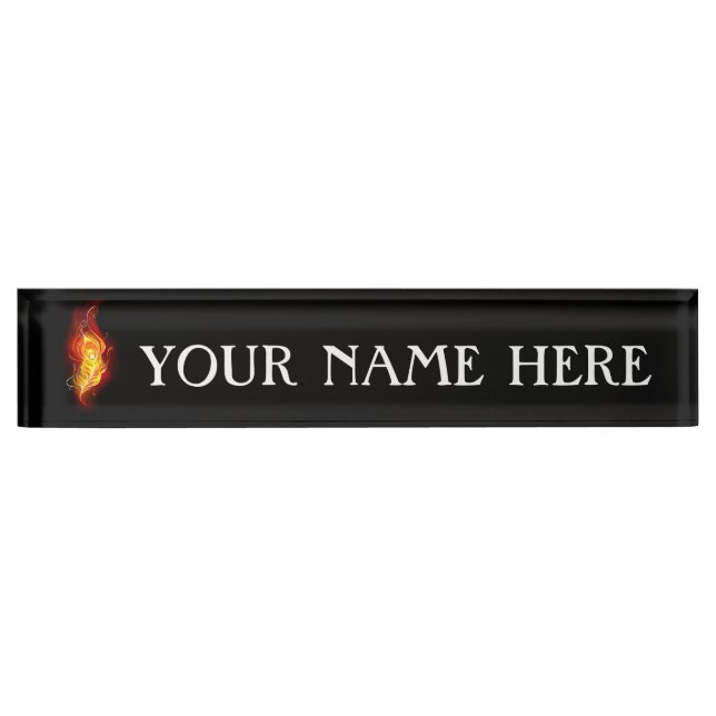 Fire Peacock Feather Nameplate (Front)