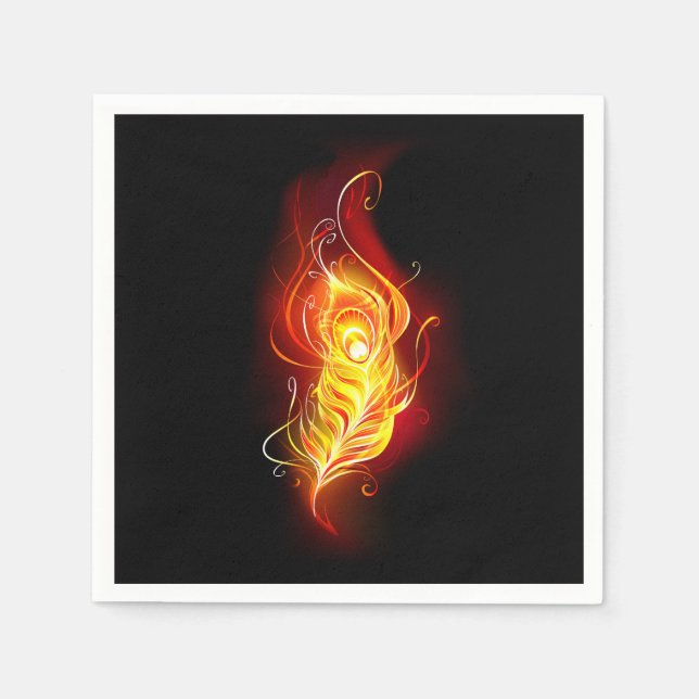 Fire Peacock Feather Napkin (Front)