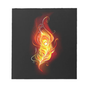 Fire Peacock Feather Notepad
