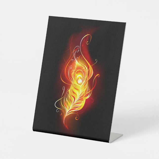 Fire Peacock Feather Pedestal Sign (Front)