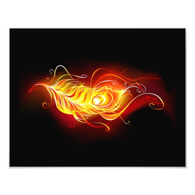 Fire Peacock Feather Photo Print (Front)