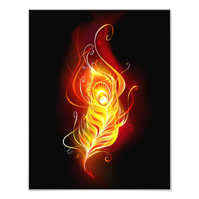 Fire Peacock Feather Photo Print (Front)